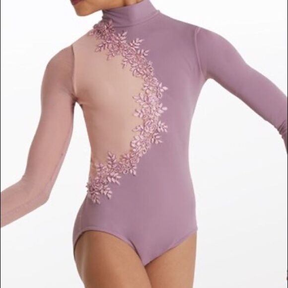 WEISSMAN solo Dance Costume long sleeve lavender MOCK NECK LEOTARD MT11439 LC - Picture 3 of 12